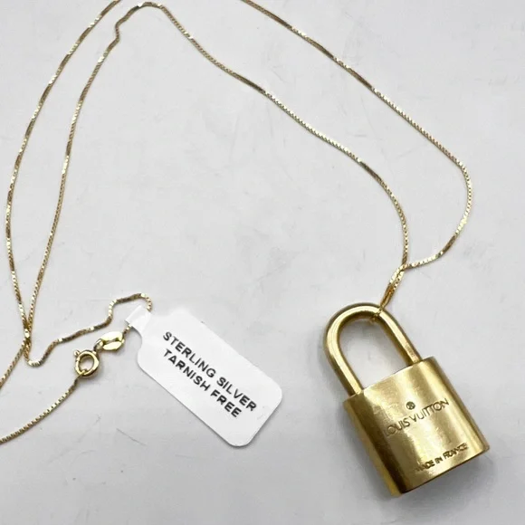 Authentic Louis Vuitton Brass Lock #317 No Key with After Market Box Chain 24” - Picture 10 of 15